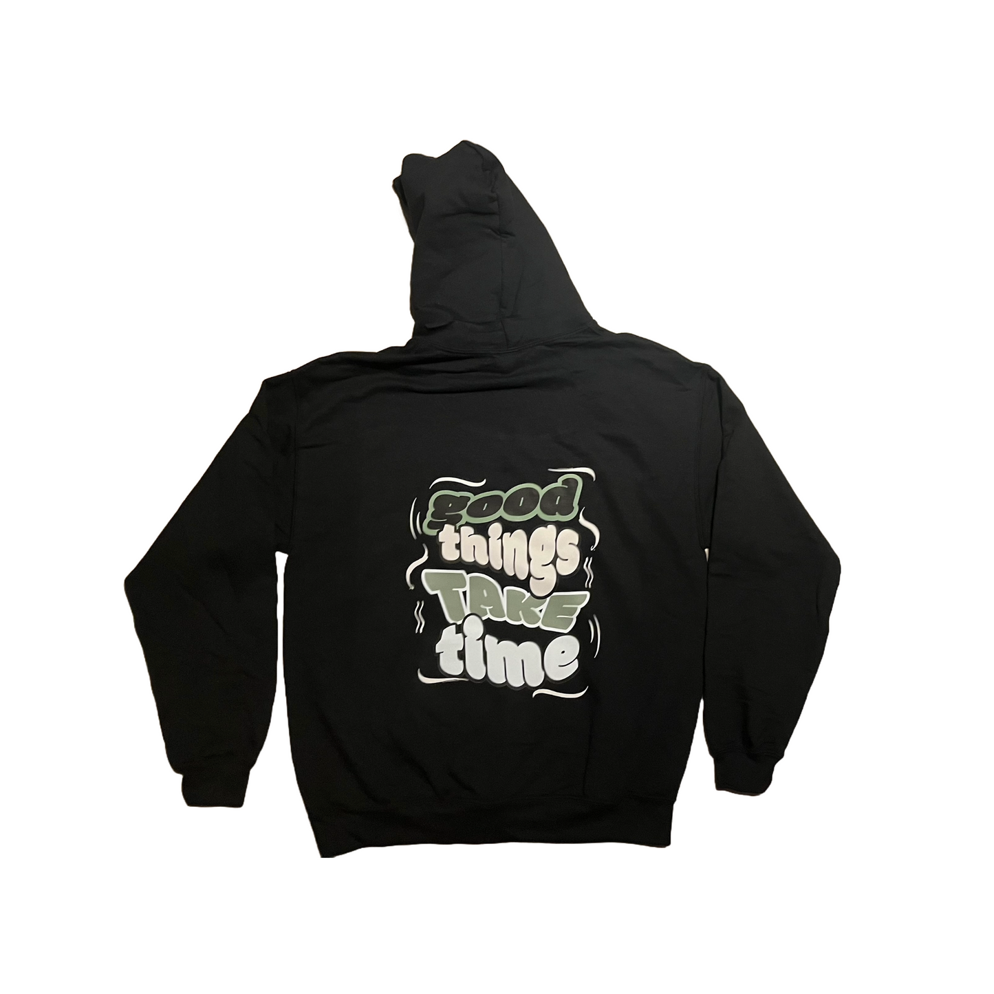 Olive Green Good Things Take Time Hoodie