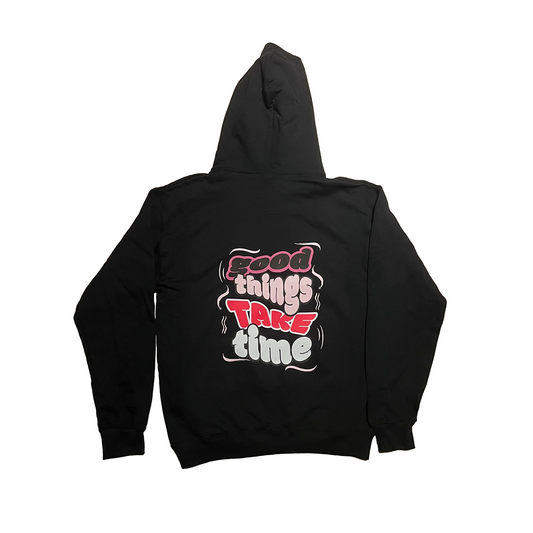 Pink Good Things Take Time Hoodie